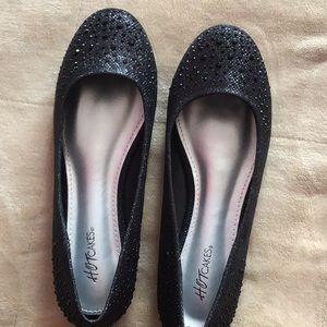 Sparkly black cloth flats